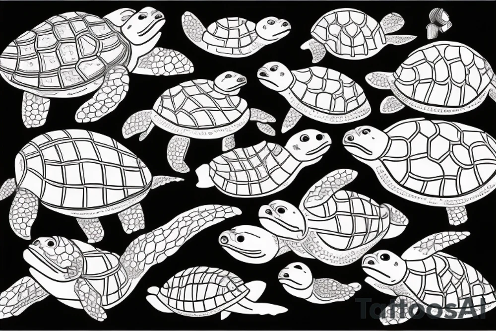 Turtle swimming in ocean tattoo idea