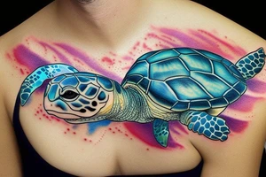 Turtle swimming in ocean tattoo idea