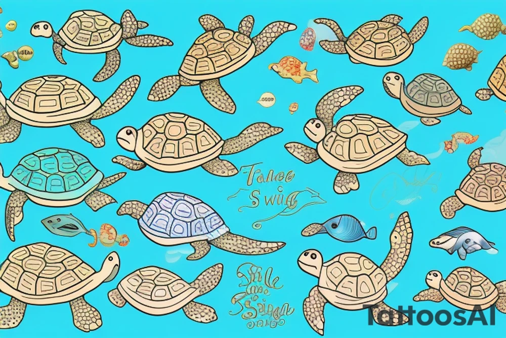 Turtle swimming in ocean tattoo idea