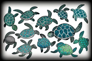 Turtle swimming in ocean tattoo idea