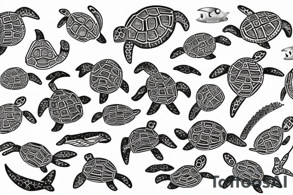 Turtle swimming in ocean tattoo idea