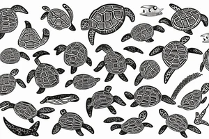 Turtle swimming in ocean tattoo idea