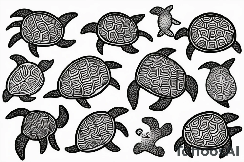 Turtle swimming in ocean tattoo idea