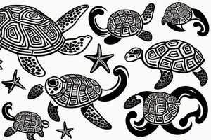 Seastars and turtle tattoo idea