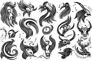Taurus and Sagittarian tucked in Pisces tattoo idea