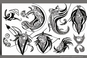 Taurus and Sagittarian tucking in Pisces tattoo idea