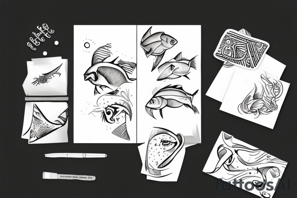 Taurus and Sagittarian tucking in Pisces tattoo idea