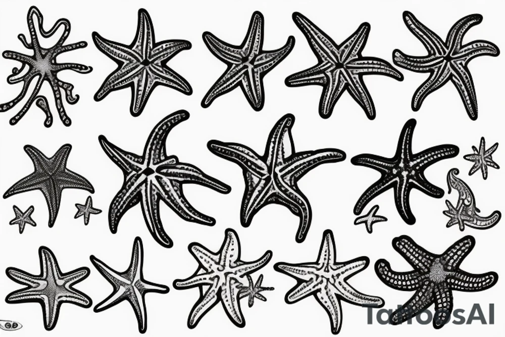 on the lower back of my back, lots of starfish along the spine tattoo idea