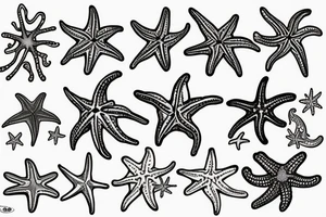 on the lower back of my back, lots of starfish along the spine tattoo idea