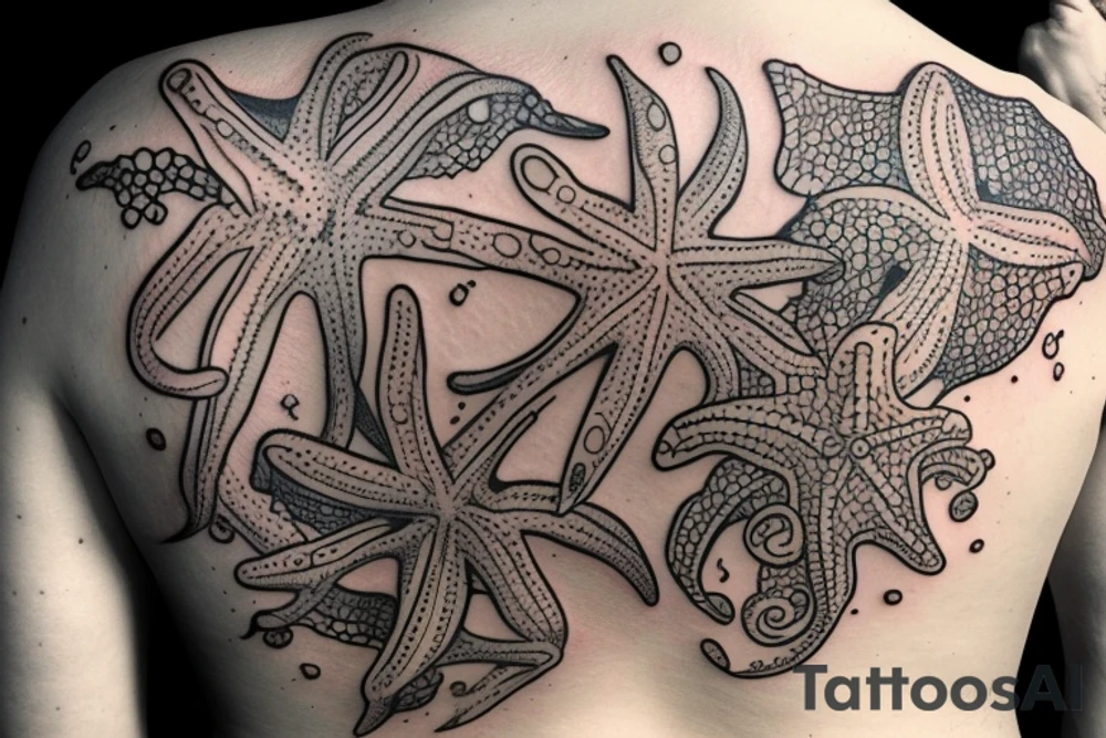 on the lower back of my back, lots of starfish along the spine tattoo idea