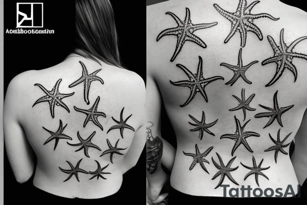 on the lower back of my back, lots of starfish along the spine tattoo idea