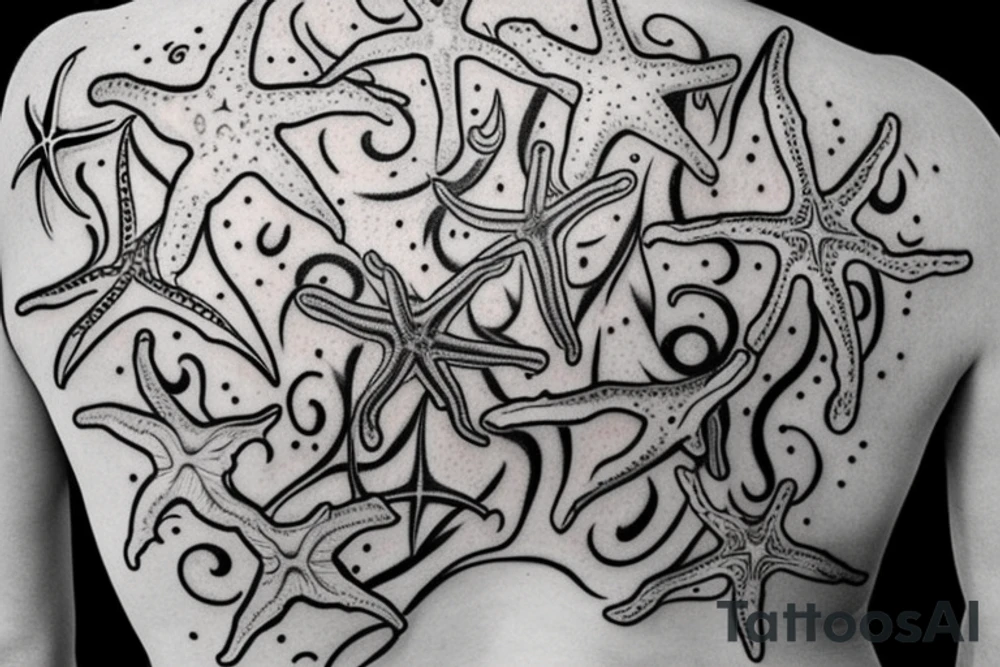on the lower back of my back, lots of starfish along the spine tattoo idea