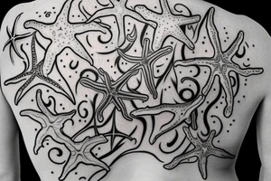 on the lower back of my back, lots of starfish along the spine tattoo idea