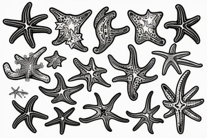 on the lower back of my back,  3 starfish along the spine tattoo idea