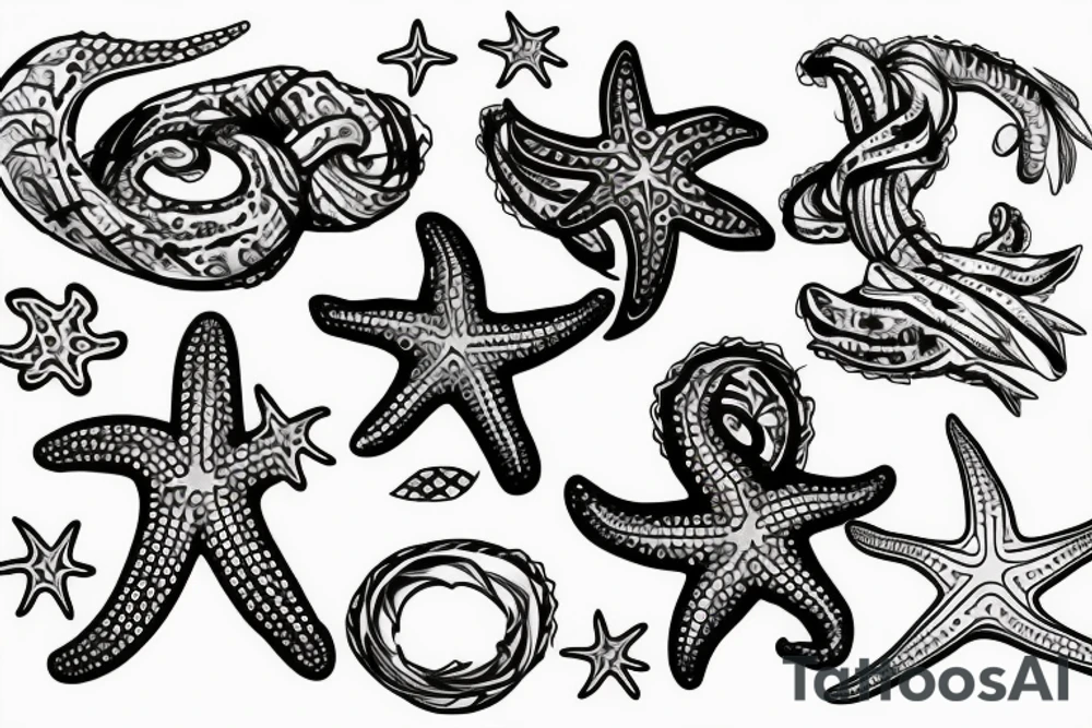 on the lower back of my back,  3 starfish along the spine tattoo idea