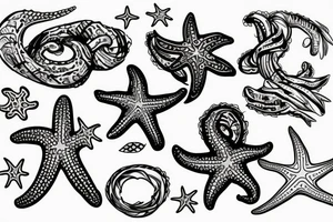 on the lower back of my back,  3 starfish along the spine tattoo idea