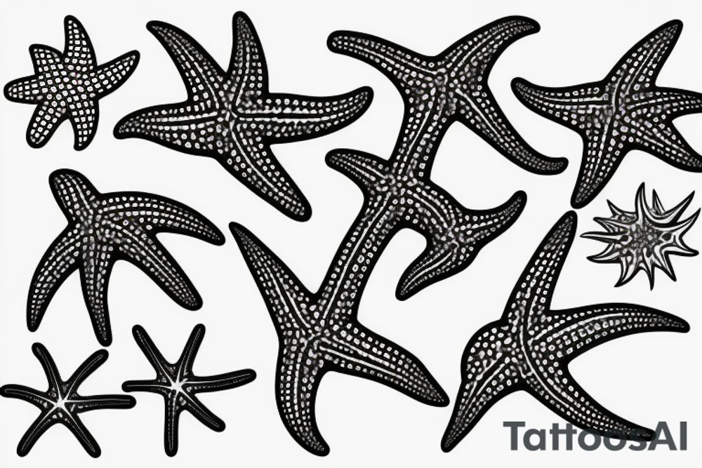 on the lower back of my back,  3 starfish along the spine tattoo idea