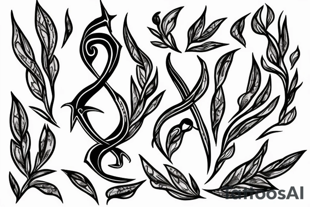 Aries symbol that wraps olive branch tattoo idea