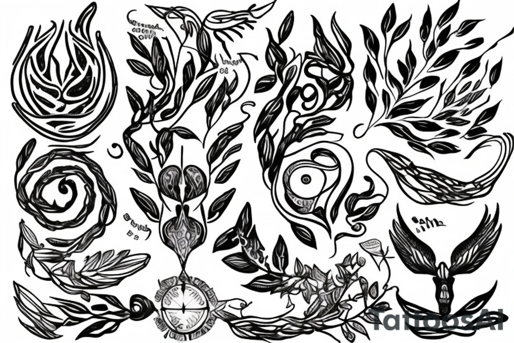 Aries symbol that wraps olive branch tattoo idea
