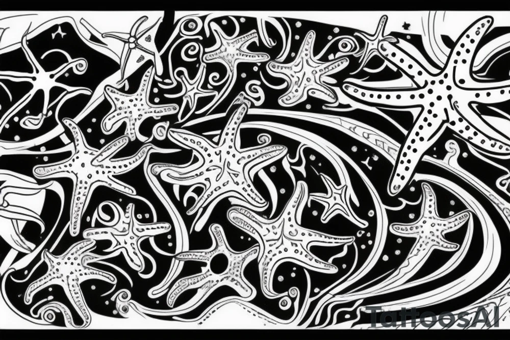 on the lower back of my back, 3 starfish along the spine tattoo idea