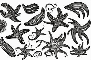 on the lower back of my back,  3 starfish along the spine tattoo idea