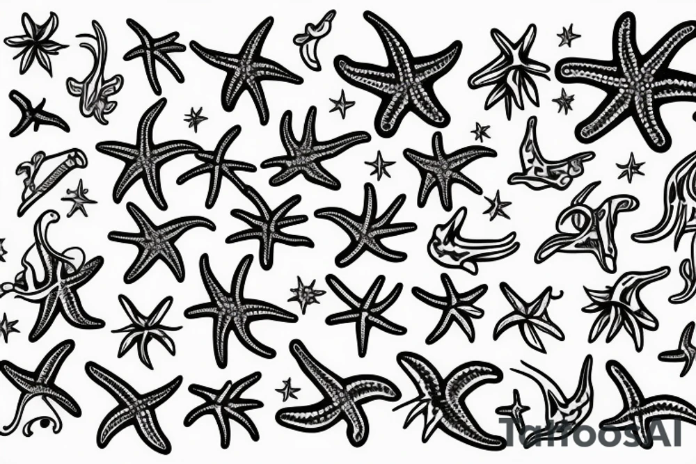 on the lower back of my back, 3 starfish along the spine tattoo idea