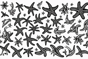 on the lower back of my back,  3 starfish along the spine tattoo idea