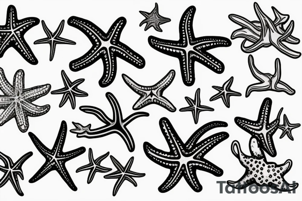 on the lower back of my back, 3 starfish along the spine tattoo idea