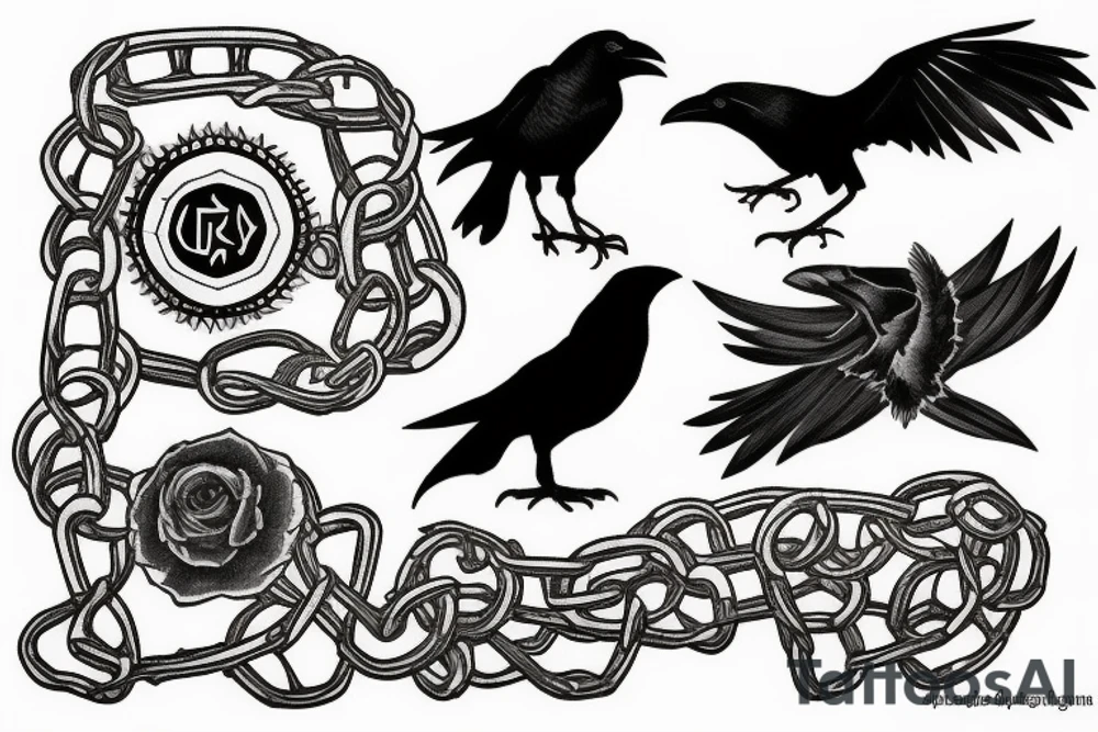 raven in chains tattoo idea