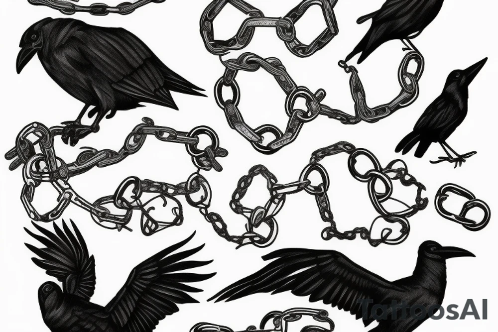 raven in chains tattoo idea