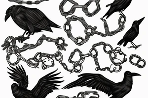 raven in chains tattoo idea