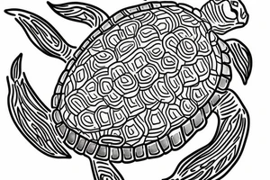 on the lower back of my back,  a caribien turtle is swimming in the ocean tattoo idea