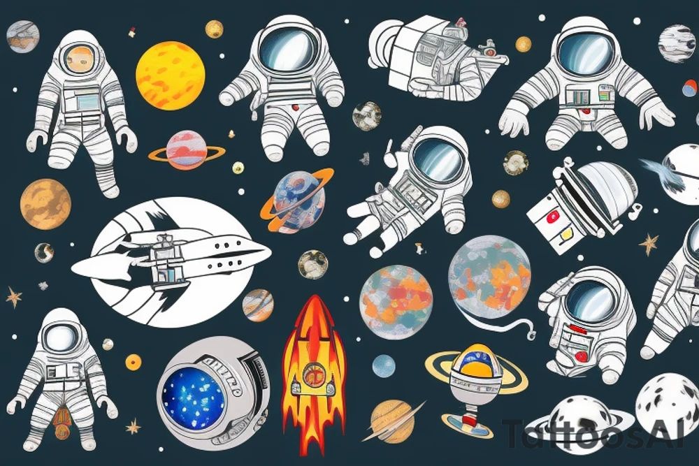 Astronaut in space tattoo idea