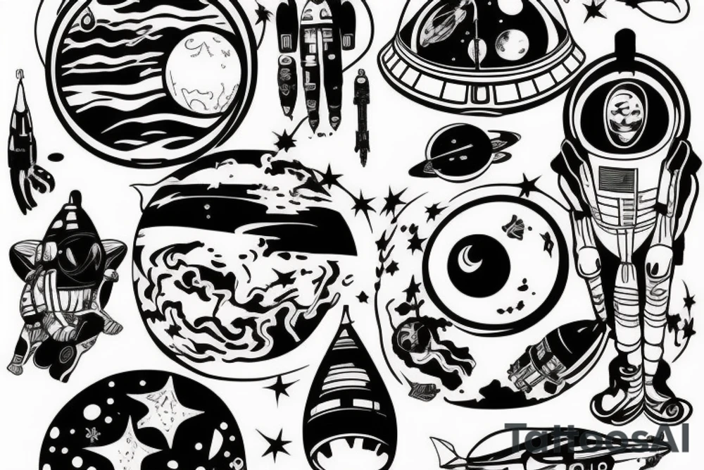 Astronaut in space tattoo idea