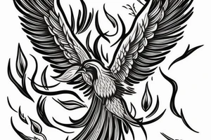 Beautiful Phoenix bird reburn from flam tattoo idea