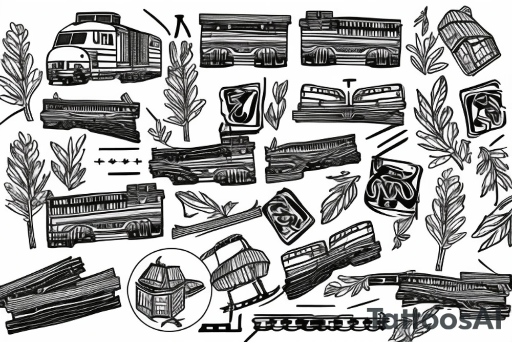 Juniper and train tracks. tattoo idea