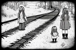 Little girl and train tracks. tattoo idea