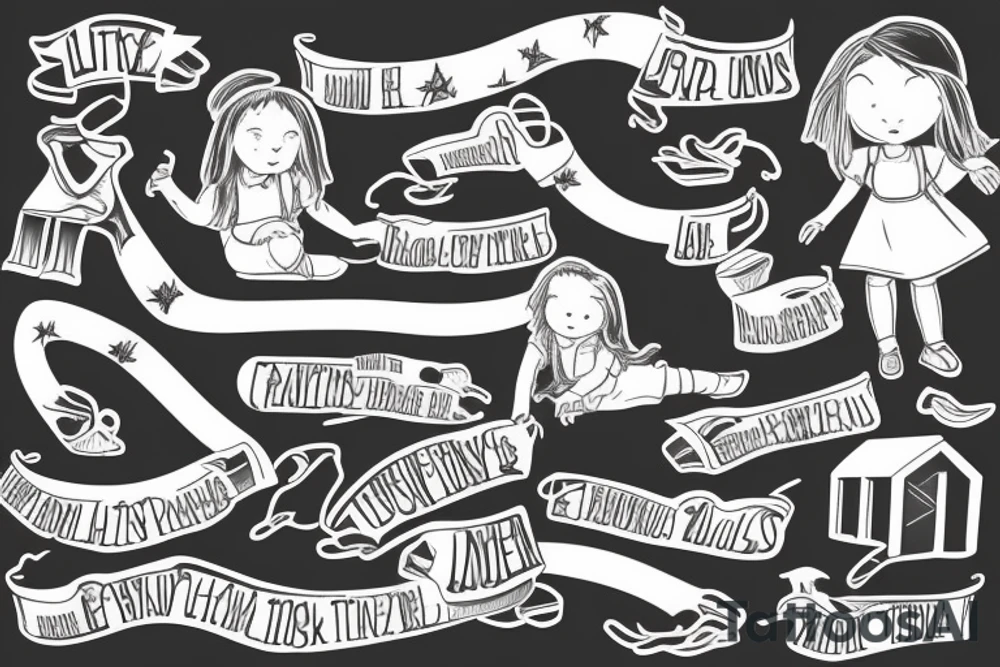 Little girl and train tracks. tattoo idea