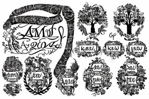 A family tree, the names Алексей and Катерина are written near the roots. tattoo idea