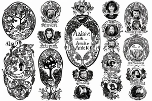 A family tree, the names Алексей and Катерина are written near the roots. tattoo idea