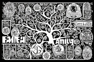 A family tree, the names Алексей and Катерина are written near the roots. tattoo idea