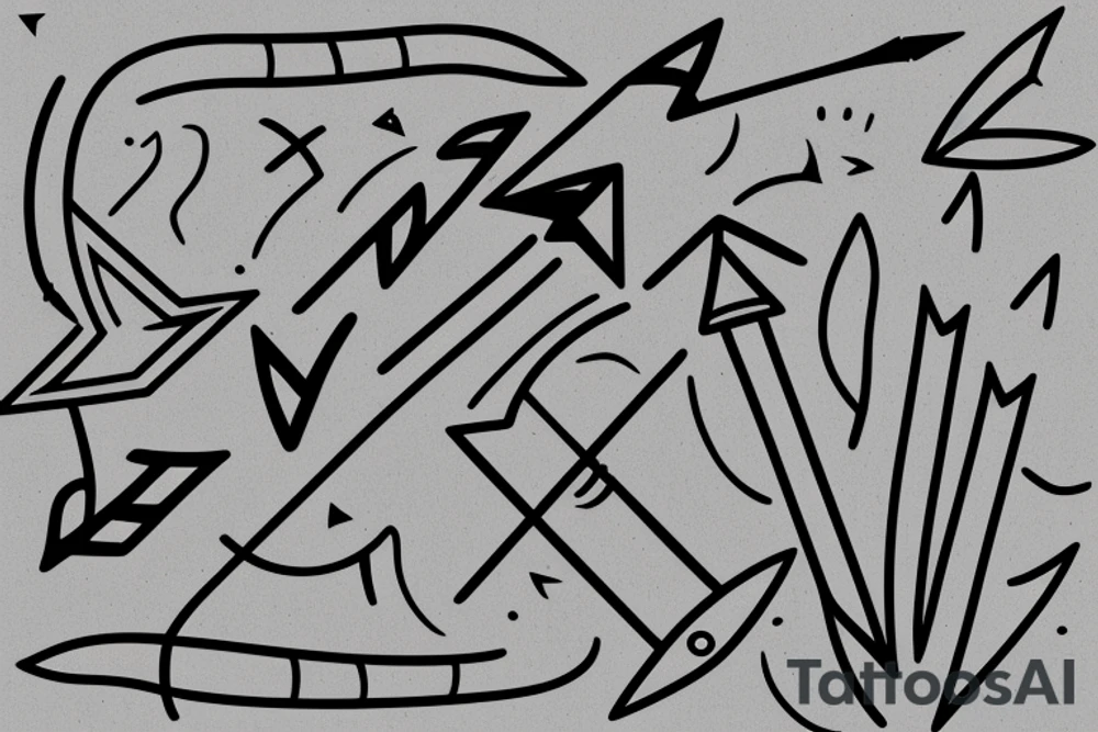 An arrow broken by a semicolon writen in Viking tattoo idea
