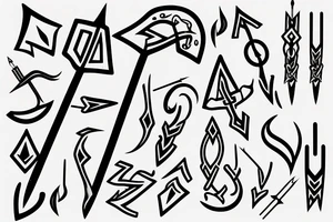 An arrow broken by a semicolon writen in Viking tattoo idea