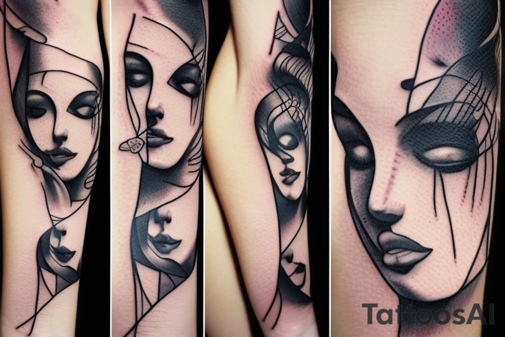 Art abstract woman sculpture white tattoo idea