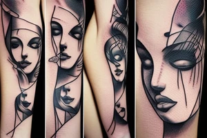 Art abstract woman sculpture white tattoo idea