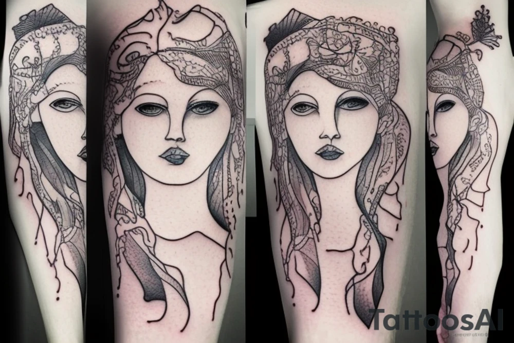 Art abstract woman sculpture white tattoo idea