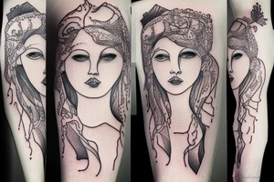 Art abstract woman sculpture white tattoo idea