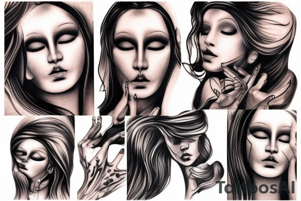 Art abstract woman sculpture white tattoo idea