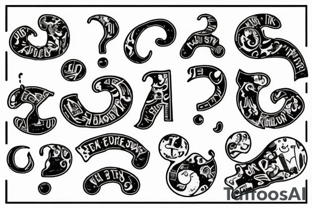 Curiosity killed the cat with question Mark sign tattoo idea