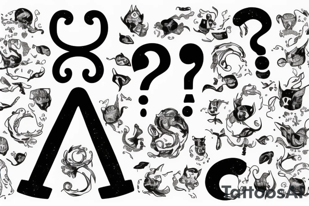 Curiosity killed the cat with question Mark sign tattoo idea